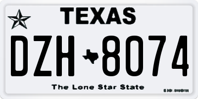 TX license plate DZH8074
