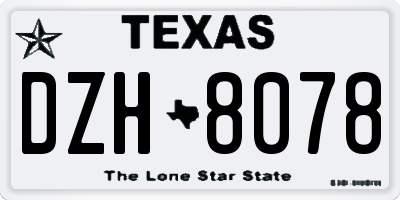 TX license plate DZH8078