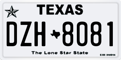 TX license plate DZH8081