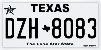 TX license plate DZH8083