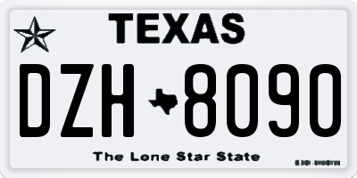 TX license plate DZH8090