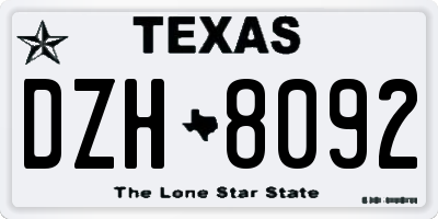 TX license plate DZH8092
