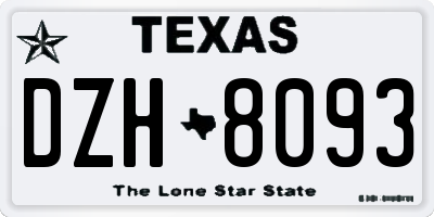 TX license plate DZH8093