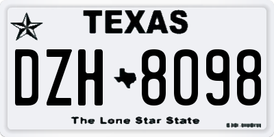 TX license plate DZH8098