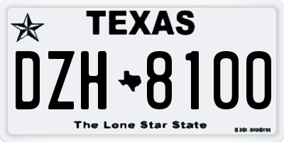 TX license plate DZH8100