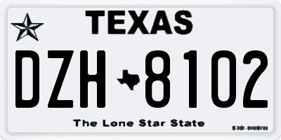 TX license plate DZH8102