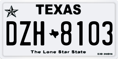 TX license plate DZH8103