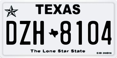 TX license plate DZH8104