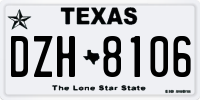 TX license plate DZH8106