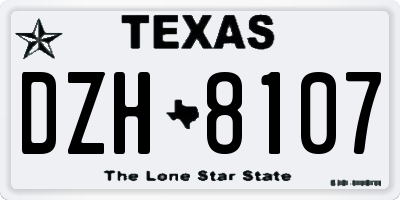 TX license plate DZH8107