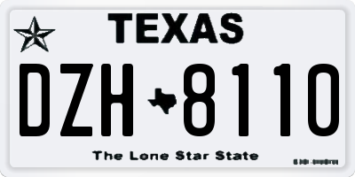 TX license plate DZH8110