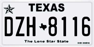 TX license plate DZH8116