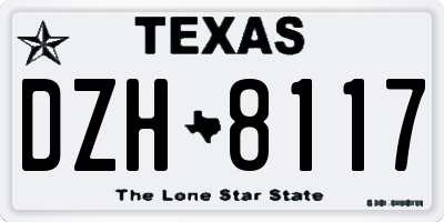 TX license plate DZH8117