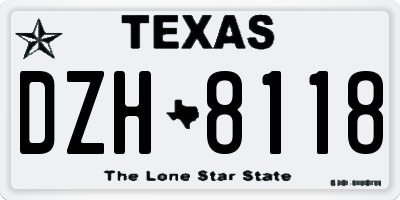 TX license plate DZH8118