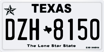 TX license plate DZH8150