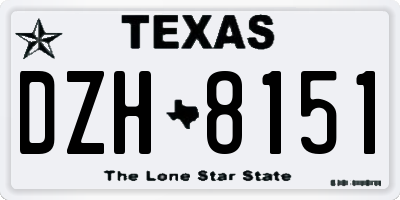 TX license plate DZH8151