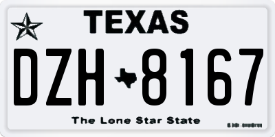 TX license plate DZH8167
