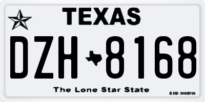 TX license plate DZH8168