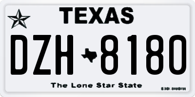 TX license plate DZH8180