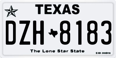 TX license plate DZH8183