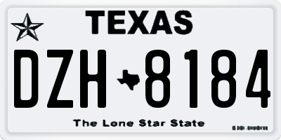 TX license plate DZH8184