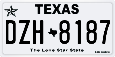 TX license plate DZH8187