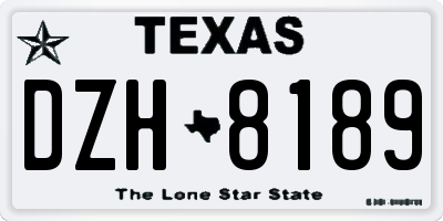 TX license plate DZH8189
