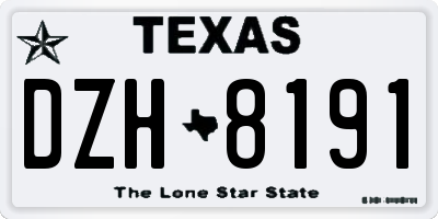 TX license plate DZH8191