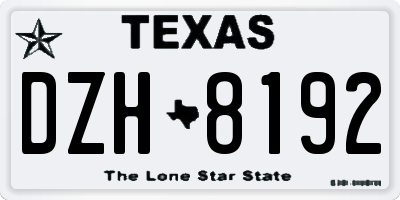 TX license plate DZH8192