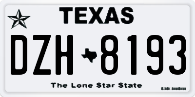 TX license plate DZH8193