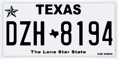 TX license plate DZH8194