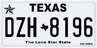 TX license plate DZH8196