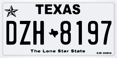 TX license plate DZH8197