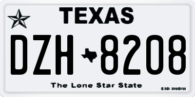 TX license plate DZH8208