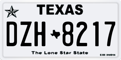 TX license plate DZH8217