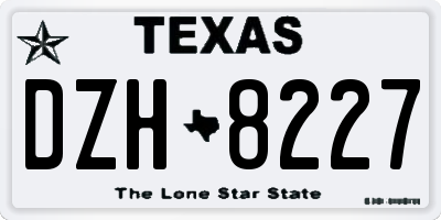 TX license plate DZH8227
