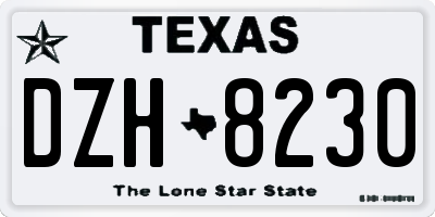 TX license plate DZH8230