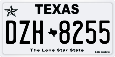 TX license plate DZH8255