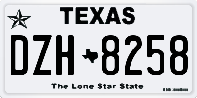 TX license plate DZH8258