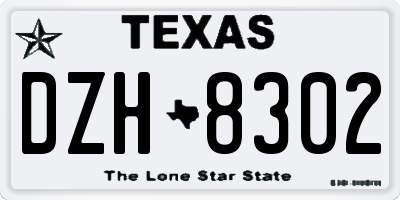 TX license plate DZH8302