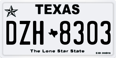 TX license plate DZH8303
