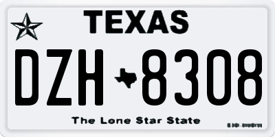 TX license plate DZH8308