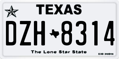 TX license plate DZH8314
