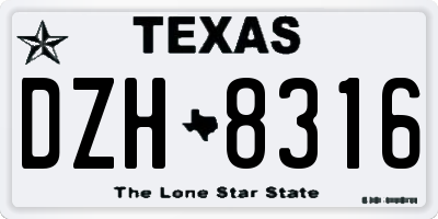 TX license plate DZH8316