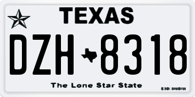 TX license plate DZH8318