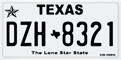 TX license plate DZH8321