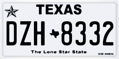 TX license plate DZH8332