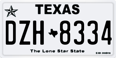 TX license plate DZH8334
