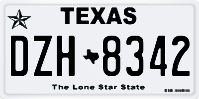 TX license plate DZH8342