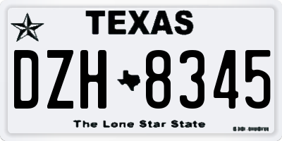 TX license plate DZH8345